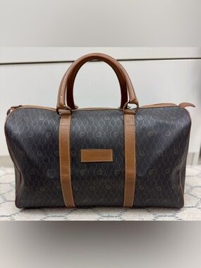 DIOR Vintage Brown Iconic Monogram Honeycomb Coated Canvas Weekender Travel Bag